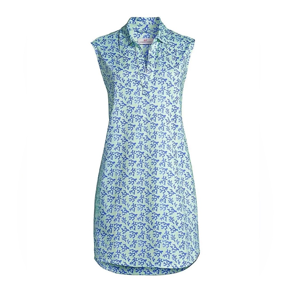 Vineyard Vines Blue Coral Print Performance Dress - Picture 1 of 12